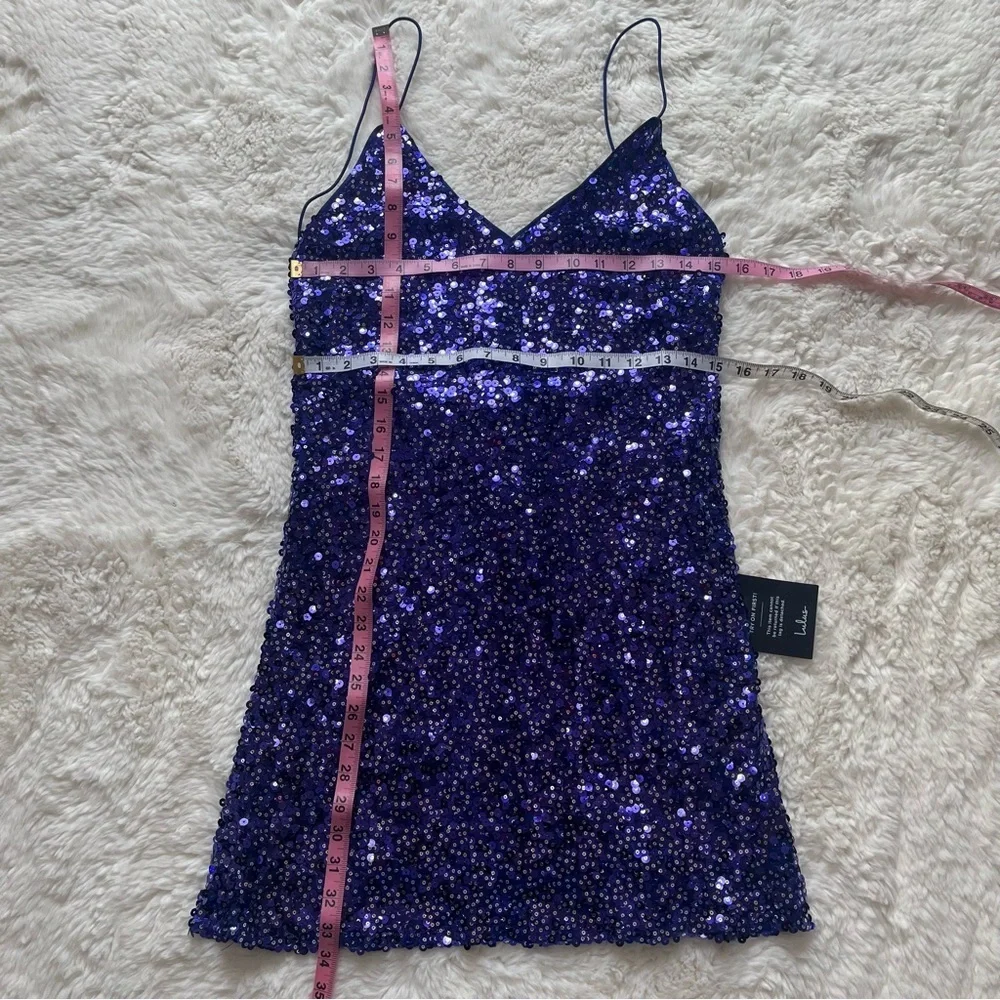 Lulu's Force of Fashion Navy Sequin Backless Mini Dress Size S - Picture 7 of 9